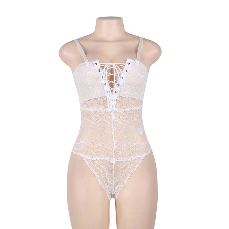 Image of Europe and the United States Plus Size Erotic Underwear Suspenders Tie Deep V One-piece Underwear Foreign Trade Wholesale Amazon 80630